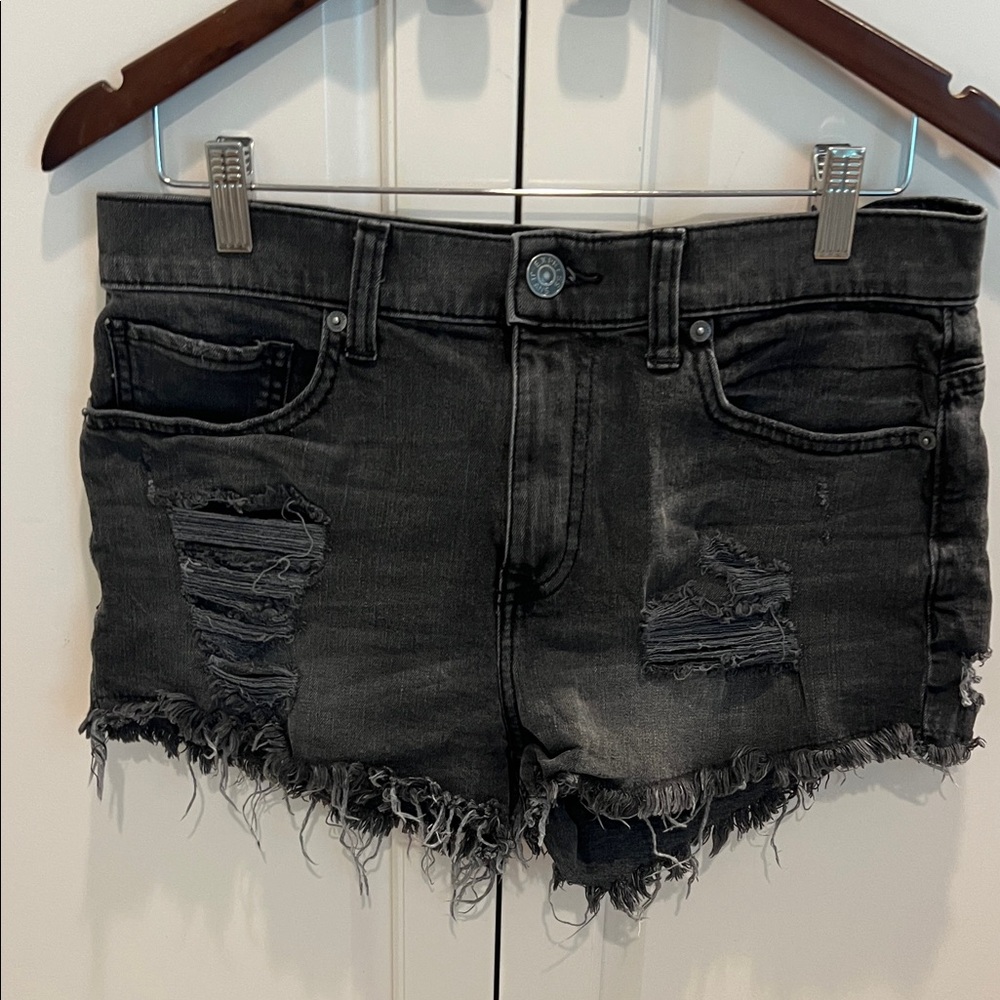 Express Black Distressed Denim Shorts size 10 NWOT